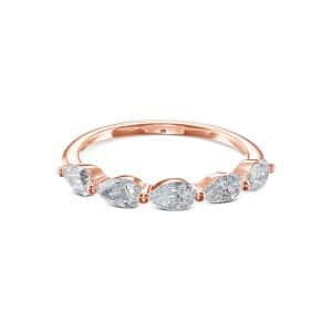 טבעת איטרניטי עם יהלום - זהב ורוד דגם A-HALF PEAR