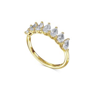 טבעת איטרניטי יהלום אגס זהב צהוב דגם A-PEAR